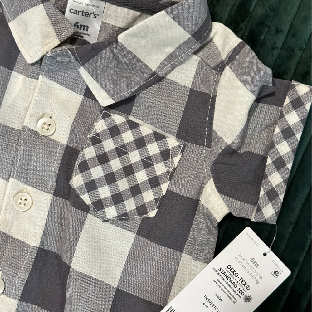 Carter’s Boys romper 6m deep gray/creme NWT